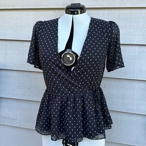 MADEWELL Flutter-Sleeve Peplum Top in Clipdot